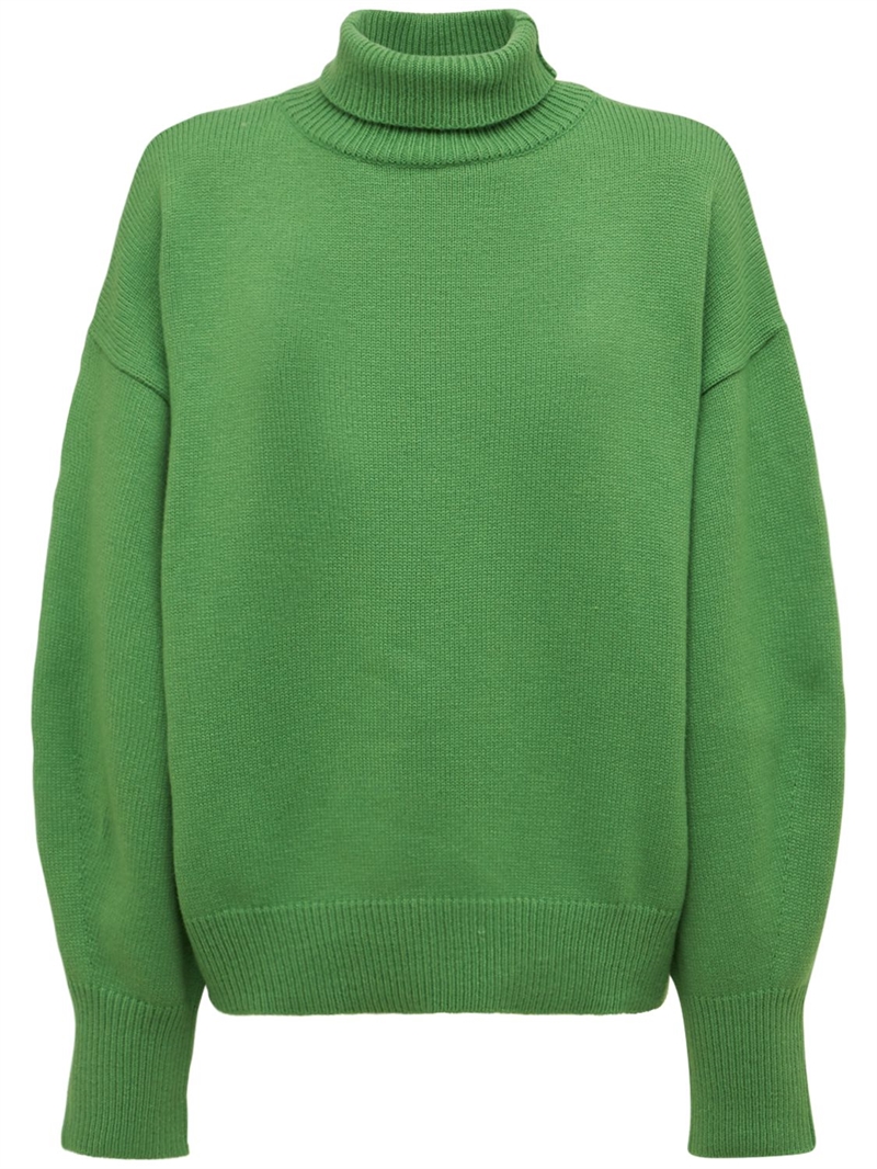 The Frankie Shop Joya Merino Wool Blend Roll Neck Sweater Green 