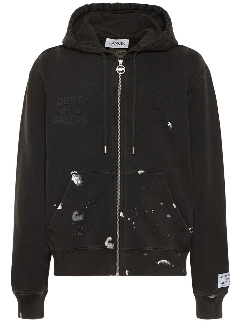 Gallery Dept X Lanvin - Logo hand painted washed hoodie - Black ...