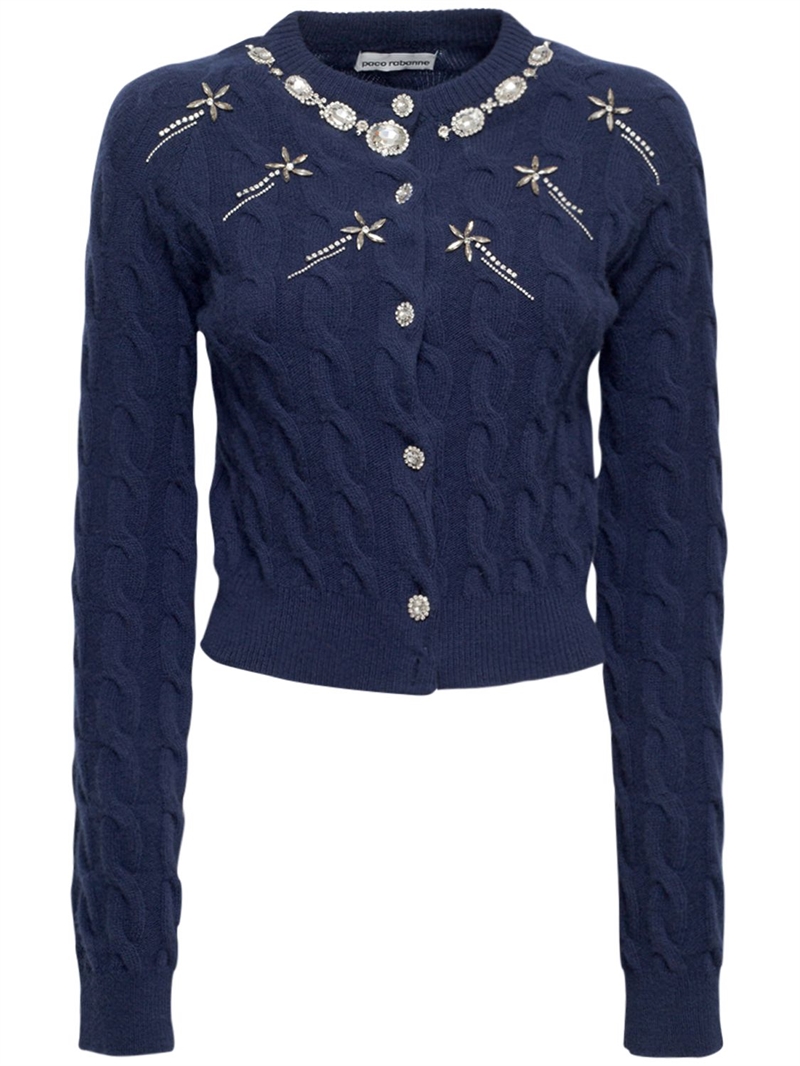 Embellished wool & cashmere cardigan Paco Rabanne Women Luisaviaroma