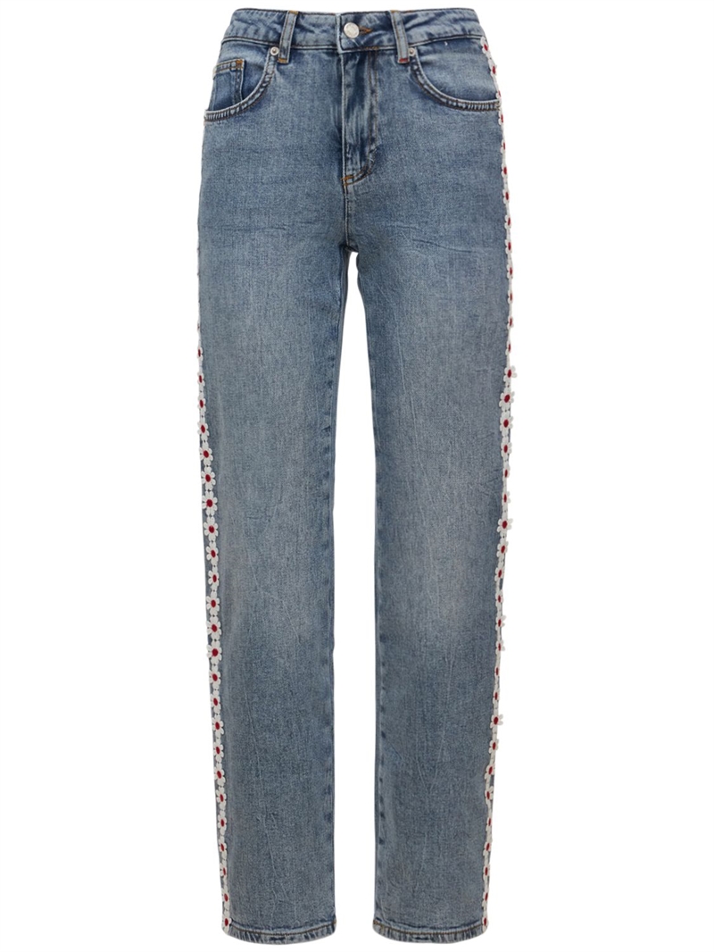 Jeans dritti in denim con margherite Max&co Donna Luisaviaroma
