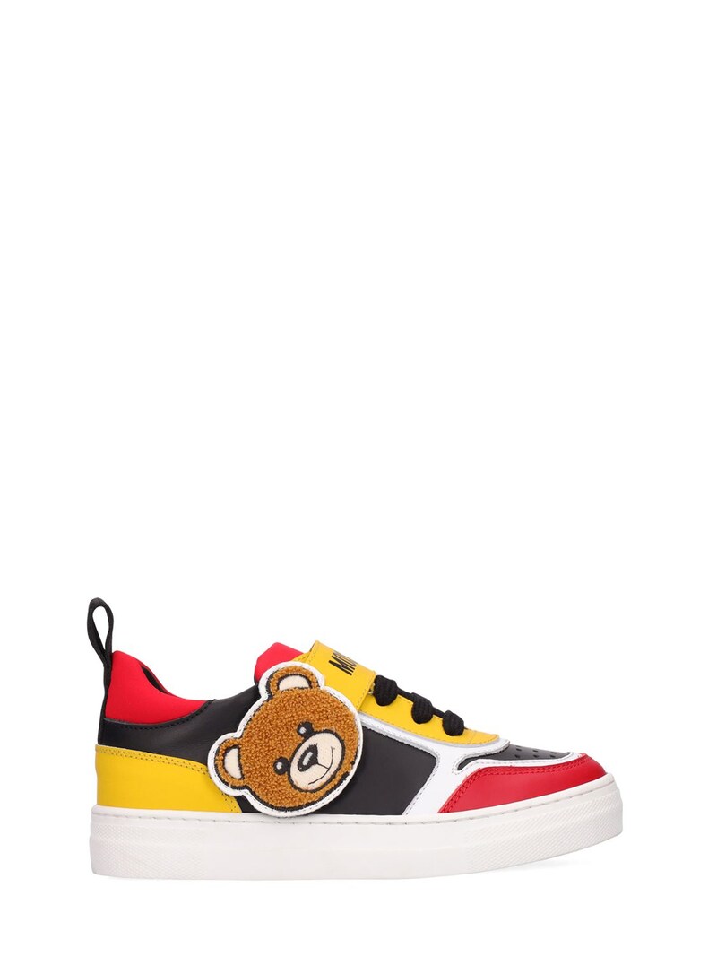 Color block leather sneakers w/ patch - Moschino - Girls | Luisaviaroma