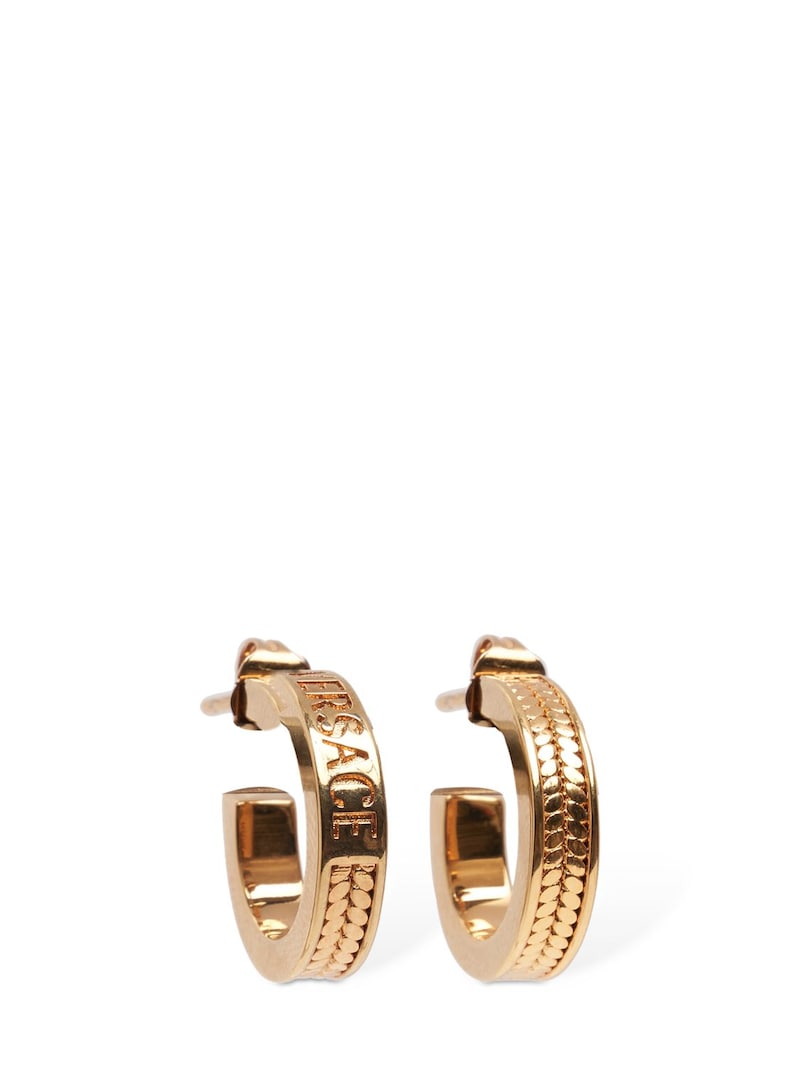 Logo lettering hoop earrings - Versace - Men | Luisaviaroma