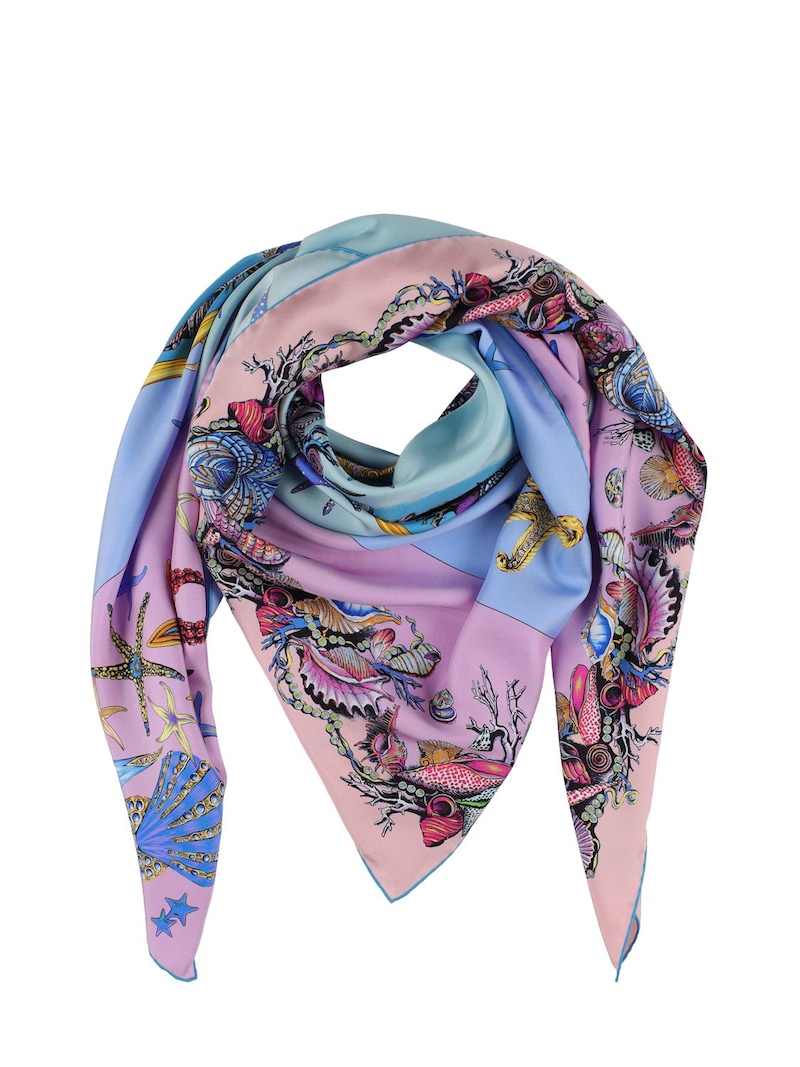 Versace - Trésor de la mer silk twill scarf - Blue/Multi | Luisaviaroma
