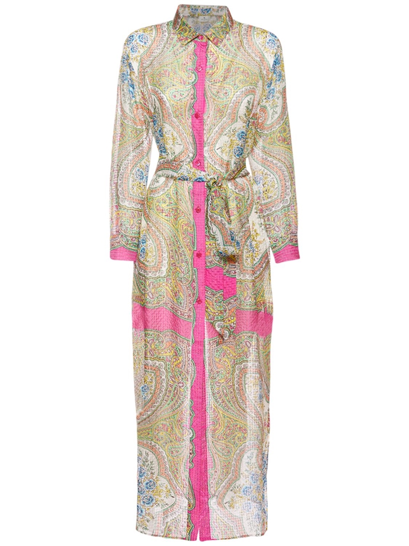 Etro Printed silk midi dress Multicolor Luisaviaroma