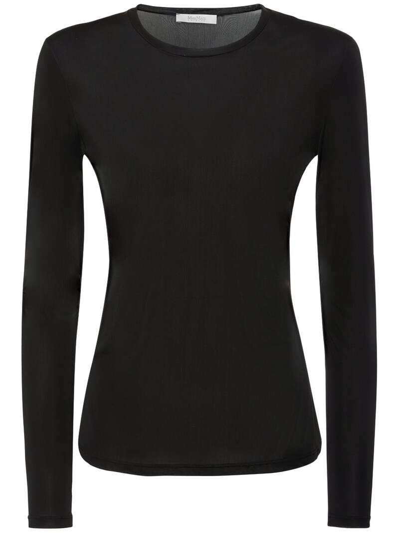 Max Mara - Long sleeved stretch jersey top - Black | Luisaviaroma