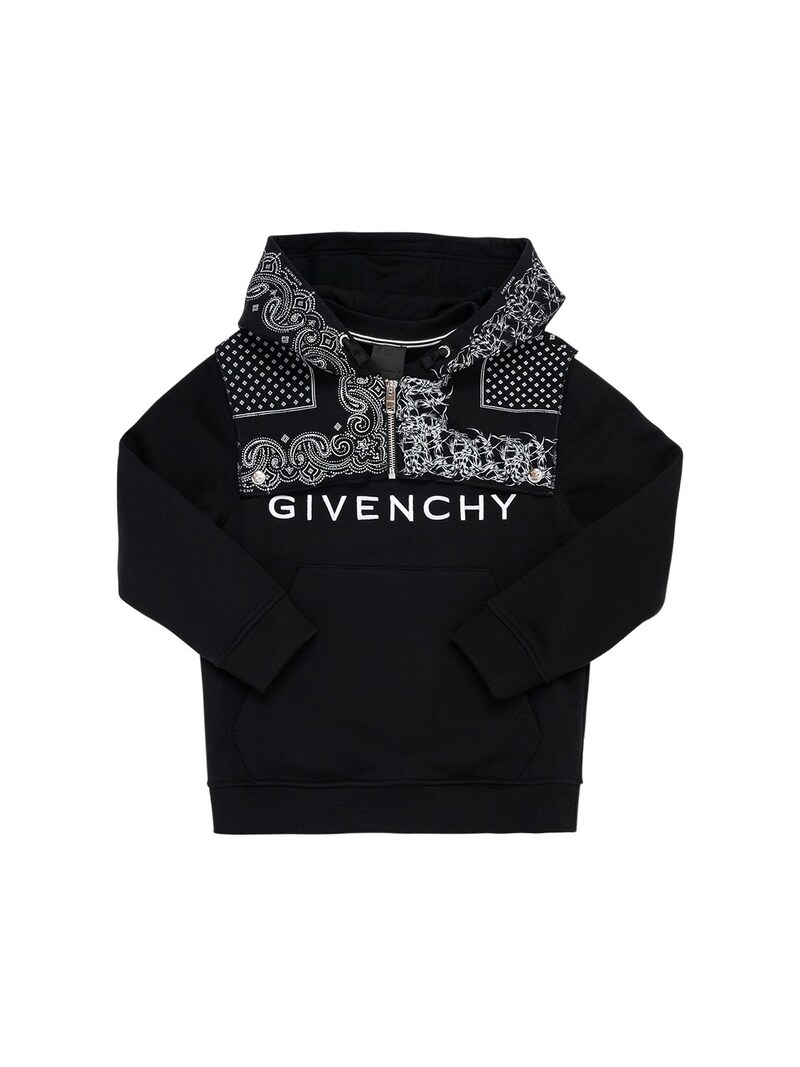 Bandana print cotton hoodie w/ logo - Givenchy - Girls | Luisaviaroma
