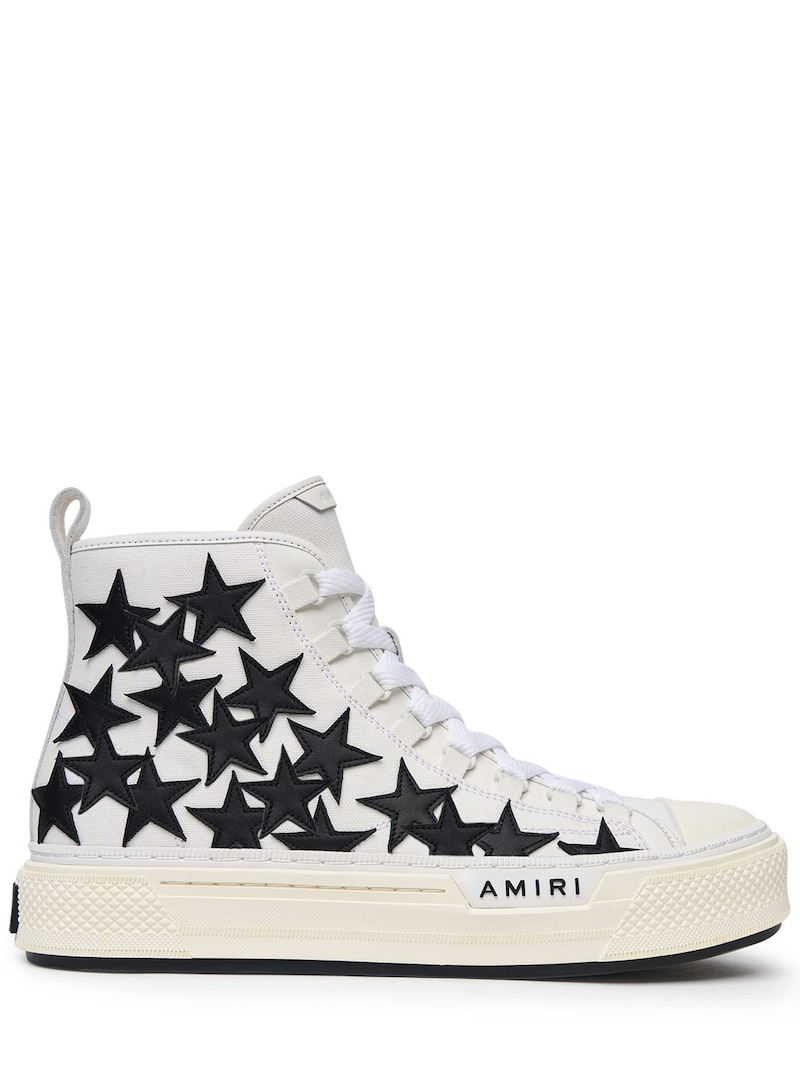 Amiri - Stars court canvas high top sneakers - White/Black | Luisaviaroma
