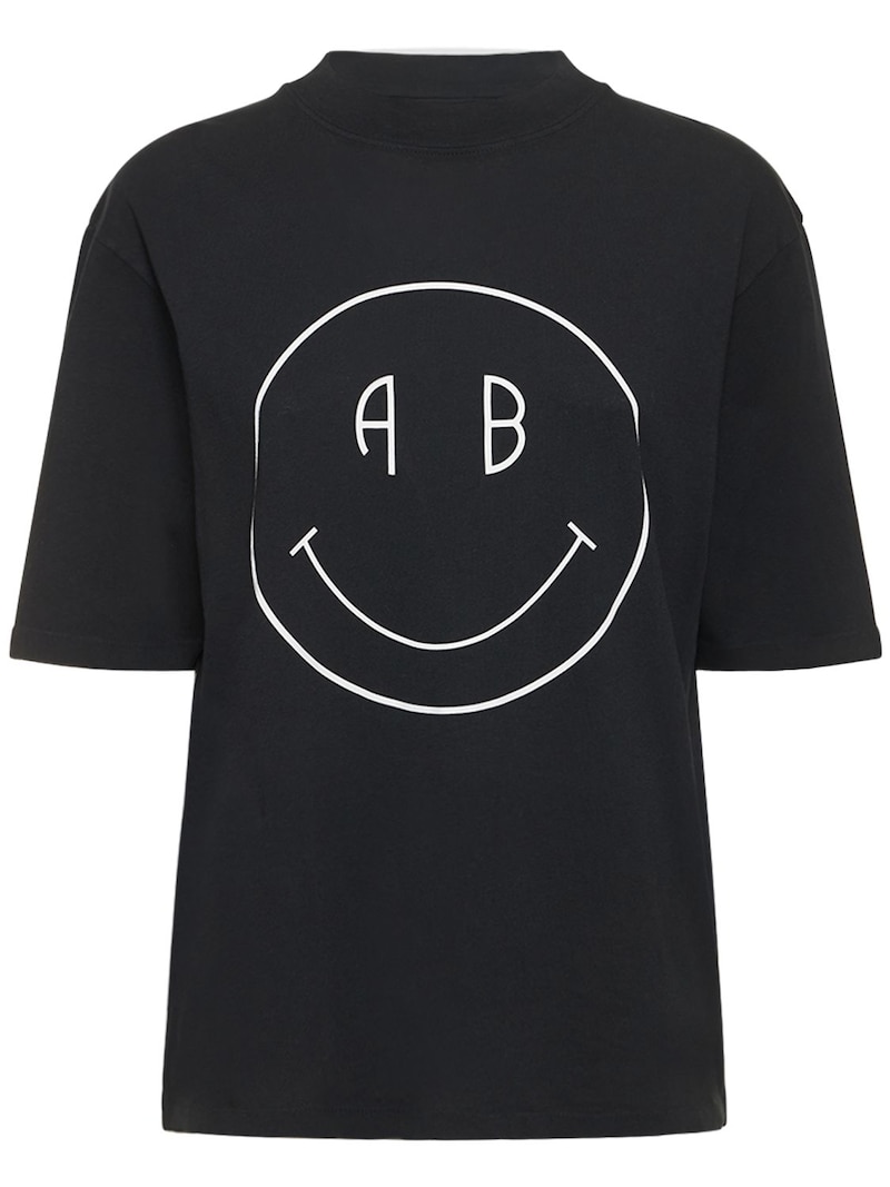 ANINE BING - Avi smiley organic cotton t-shirt - | Luisaviaroma