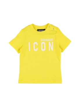 Dsquared2: Logo print cotton jersey t-shirt - Yellow - kids-girls_0 | Luisa Via Roma