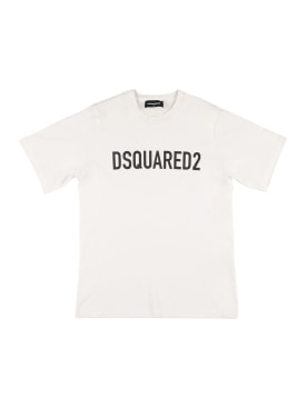 Dsquared2: Camiseta de jersey de algodón con logo - Blanco - kids-boys_0 | Luisa Via Roma