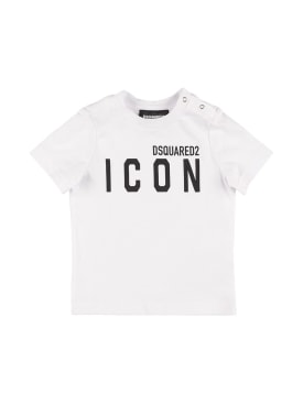 Dsquared2: Logo print cotton jersey t-shirt - White - kids-boys_0 | Luisa Via Roma