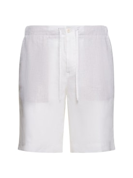 Loro Piana: Arizona linen Bermuda shorts - Optic White - men_0 | Luisa Via Roma