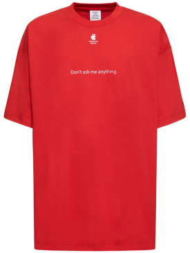VETEMENTS: T-shirt en coton imprimé Don’t Ask - Rouge - men_0 | Luisa Via Roma