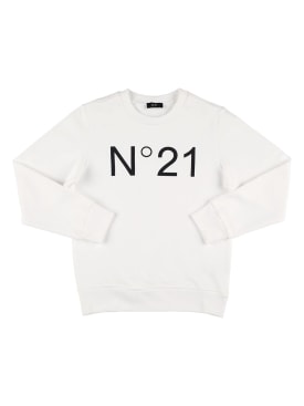 N°21: Logo printed cotton sweatshirt - White - kids-boys_0 | Luisa Via Roma