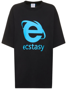 VETEMENTS: Ecstasy printed cotton t-shirt - Black - women_0 | Luisa Via Roma