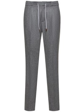 Brunello Cucinelli: Wool flannel sweatpants - Grey - men_0 | Luisa Via Roma