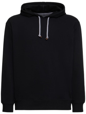Brunello Cucinelli: Cotton hoodie - Black - men_0 | Luisa Via Roma