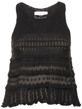 Marant Etoile: Top de algodón crochet - Negro - women_0 | Luisa Via Roma