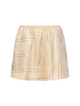 Toteme: Monogram embroidered silk pajama shorts - Ivory - women_0 | Luisa Via Roma