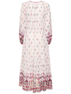 Marant Etoile: Fratela floral long sleeve midi dress - White/Multi - women_0 | Luisa Via Roma