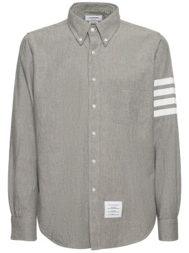 Thom Browne: Straight fit chambray shirt - Med Grey - men_0 | Luisa Via Roma