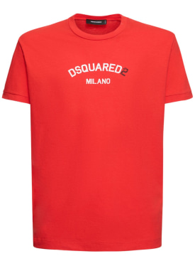 Dsquared2: Japanese cotton jersey t-shirt w/logo - Red - men_0 | Luisa Via Roma