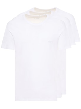 Boss: Lot de 3 t-shirts en coton à col ras-du-cou - Blanc - men_0 | Luisa Via Roma