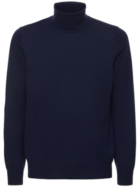 Brunello Cucinelli: Cashmere turtleneck sweater - Navy - men_0 | Luisa Via Roma