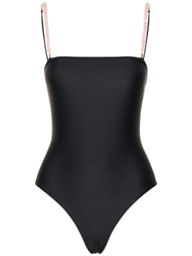 Dolla Paris: Lola one piece swimsuit w/beaded straps - Schwarz - women_0 | Luisa Via Roma