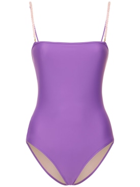 Dolla Paris: Lola one piece swimsuit w/beaded straps - Purple - women_0 | Luisa Via Roma