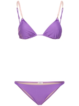Dolla Paris: Dolores bikini set w/beaded straps - Purple - women_0 | Luisa Via Roma