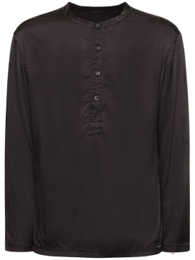 Tom Ford: Silk pajama shirt - Dark Brown - men_0 | Luisa Via Roma