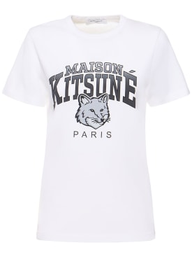 Maison Kitsuné: Campus Fox classic cotton t-shirt - White - women_0 | Luisa Via Roma