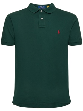 Polo Ralph Lauren: Cotton piquet polo shirt - College Green - men_0 | Luisa Via Roma