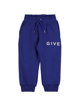 Givenchy: Jogging en coton mélangé imprimé logo - Bleu Roi - kids-boys_0 | Luisa Via Roma