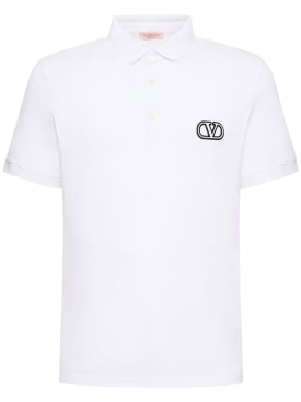Valentino: Polohemd aus Baumwolle mit Logo - Weiß - men_0 | Luisa Via Roma