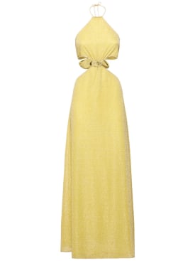 Oséree Swimwear: Lumiere lurex long dress - Sarı - women_0 | Luisa Via Roma