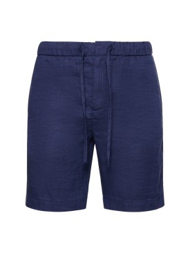 Frescobol Carioca: Felipe linen & cotton shorts - Navy - men_0 | Luisa Via Roma