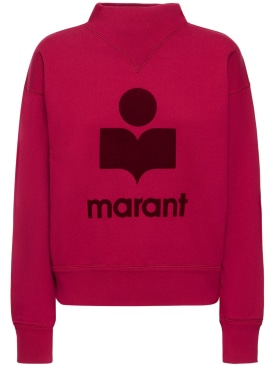 Marant Etoile: Sweat-shirt en coton mélangé à logo Moby - Purple/Burgundy - women_0 | Luisa Via Roma