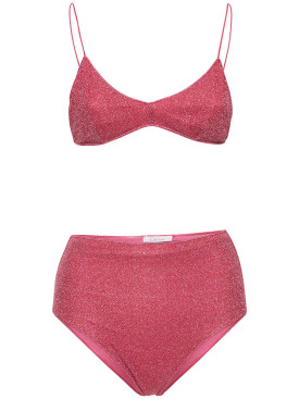 Oséree Swimwear: Lumiere high rise lurex bikini set - Pink - women_0 | Luisa Via Roma