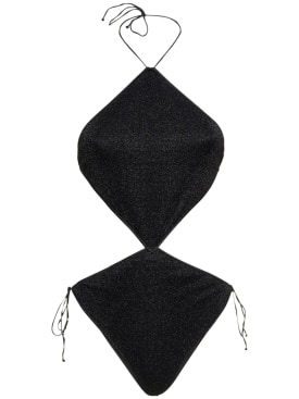 Oséree Swimwear: Lumiere Maillot lurex diamond swimsuit - Black - women_0 | Luisa Via Roma
