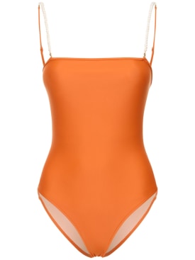 Dolla Paris: Lola one piece swimsuit w/beaded straps - Orange - women_0 | Luisa Via Roma