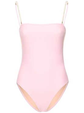 Dolla Paris: Lola one piece swimsuit w/beaded straps - Pink - women_0 | Luisa Via Roma