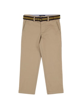 Polo Ralph Lauren: Pantaloni in twill di cotone stretch con cintura - Khaki - kids-boys_0 | Luisa Via Roma