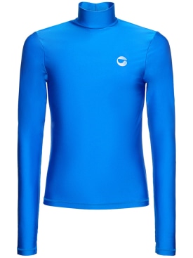 Coperni: T-shirt collo alto con logo - Blu Elettrico - men_0 | Luisa Via Roma