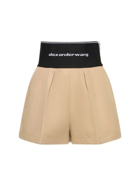 Alexander Wang: Shorts sastre de algodón y nylon - Beige - women_0 | Luisa Via Roma