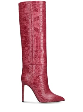 Paris Texas: 105mm Croc embossed leather tall boots - Bordo - women_0 | Luisa Via Roma