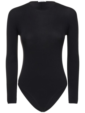 Wolford: Body de jersey de cuello redondo - Negro - women_0 | Luisa Via Roma