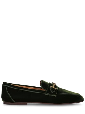 Tod's: 10mm Velvet loafers - Dark Green - women_0 | Luisa Via Roma