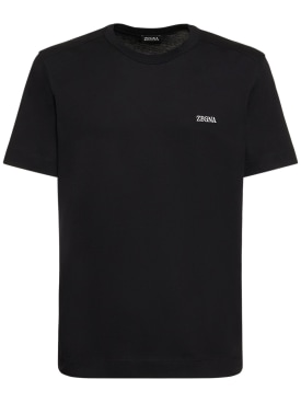Zegna: T-shirt à manches courtes - Noir - men_0 | Luisa Via Roma
